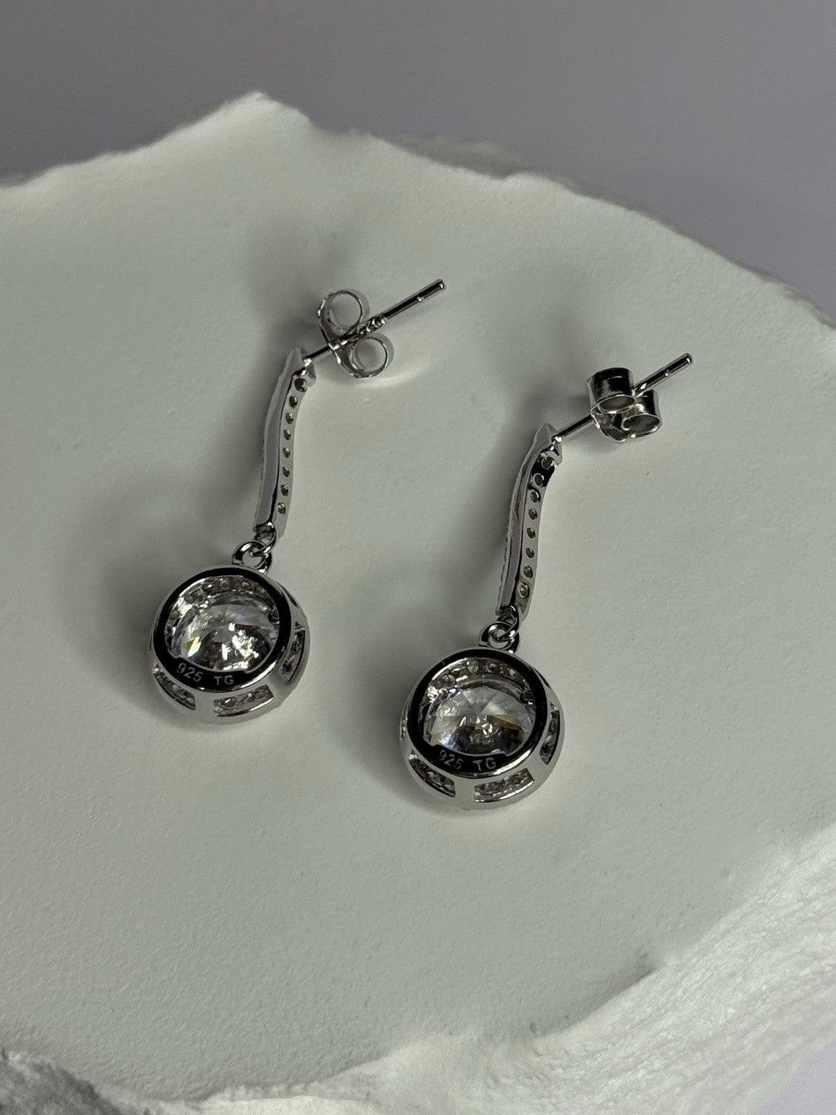 925 Sterling Silver Dream CZ Earrings Length 1.05 Inch