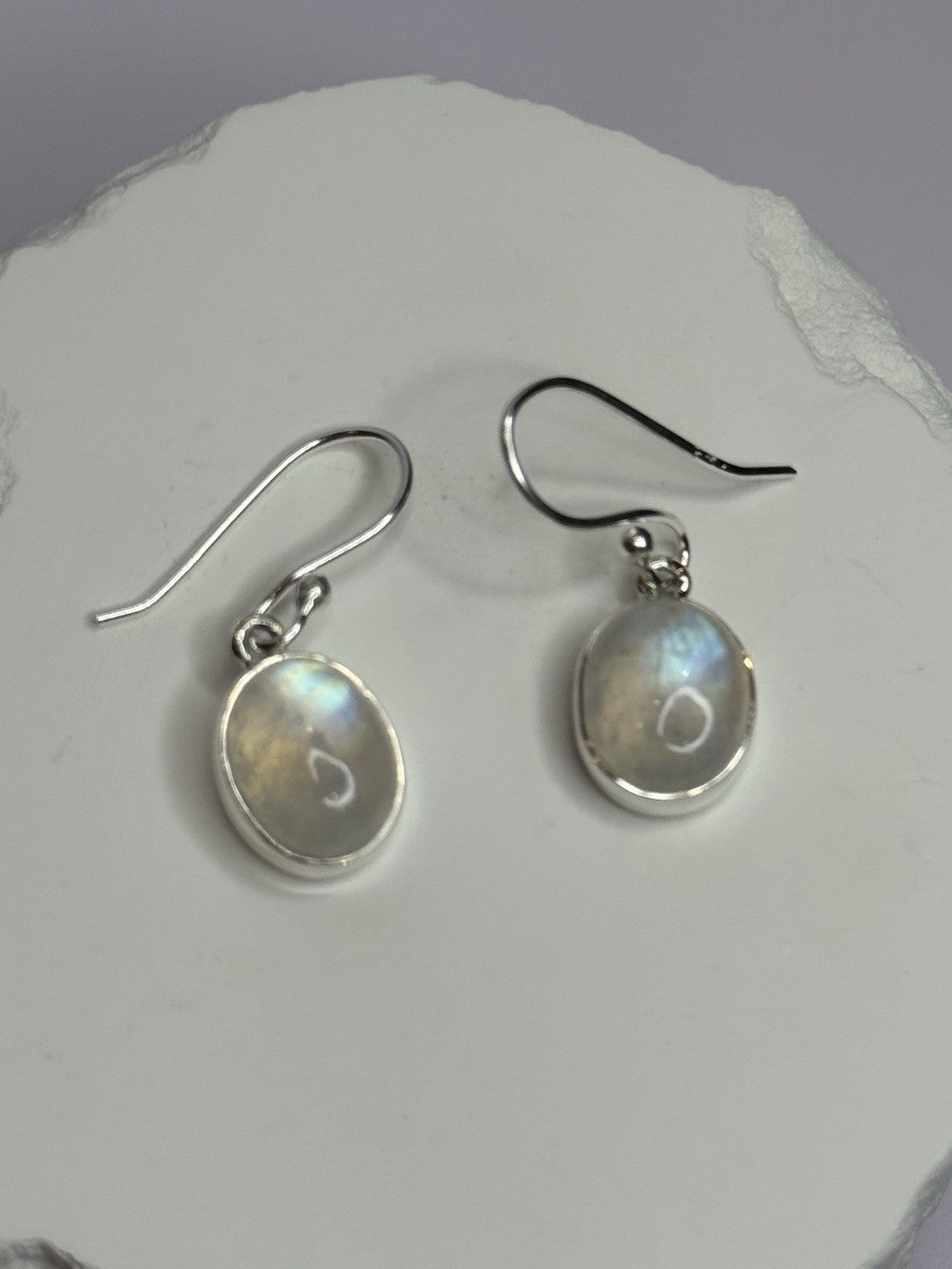 925 Sterling Silver Moonstone Earrings Length 1.1 Inch