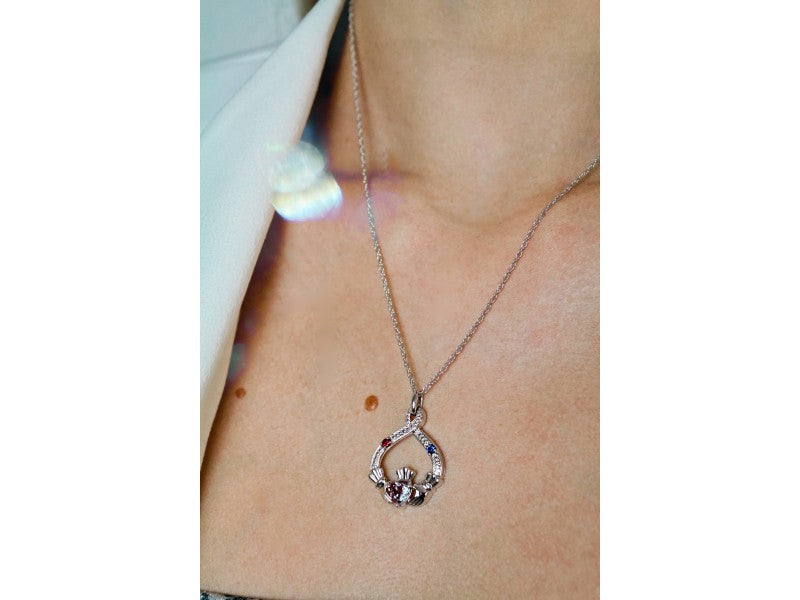 925 Sterling Silver Alexandrite, Rubellite & Sapphire Chain With Pendant