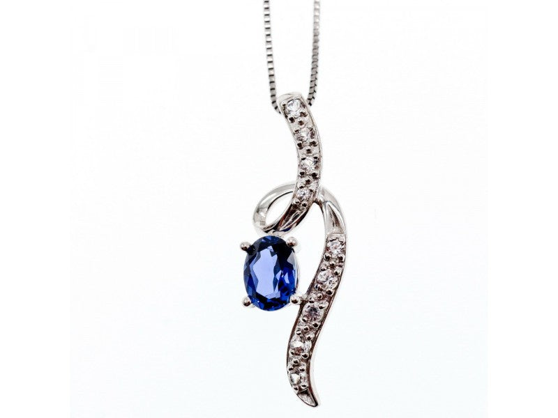 925 Sterling Silver London Blue & White Topaz Chain With Pendant