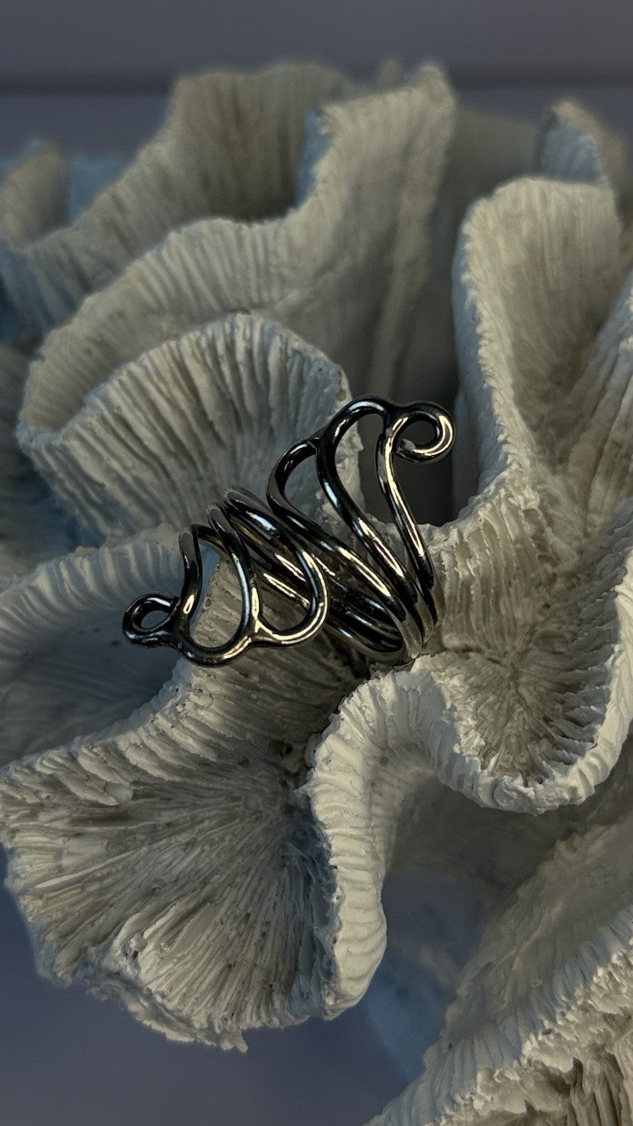 925 Sterling Silver Swirl Handcrafted Fork Ring Adjustable