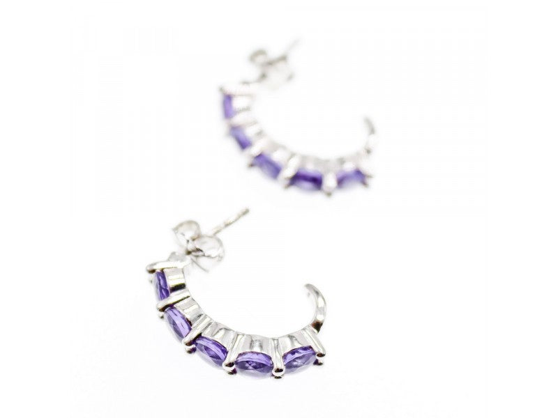 925 Sterling Silver Purple Tourmaline Earrings