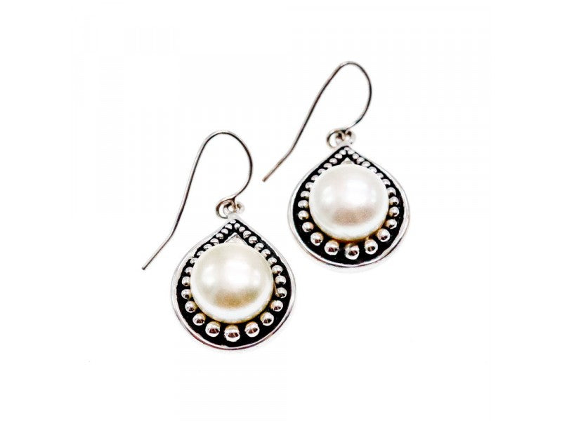 Vintage 925 Sterling Silver Pearls Earrings