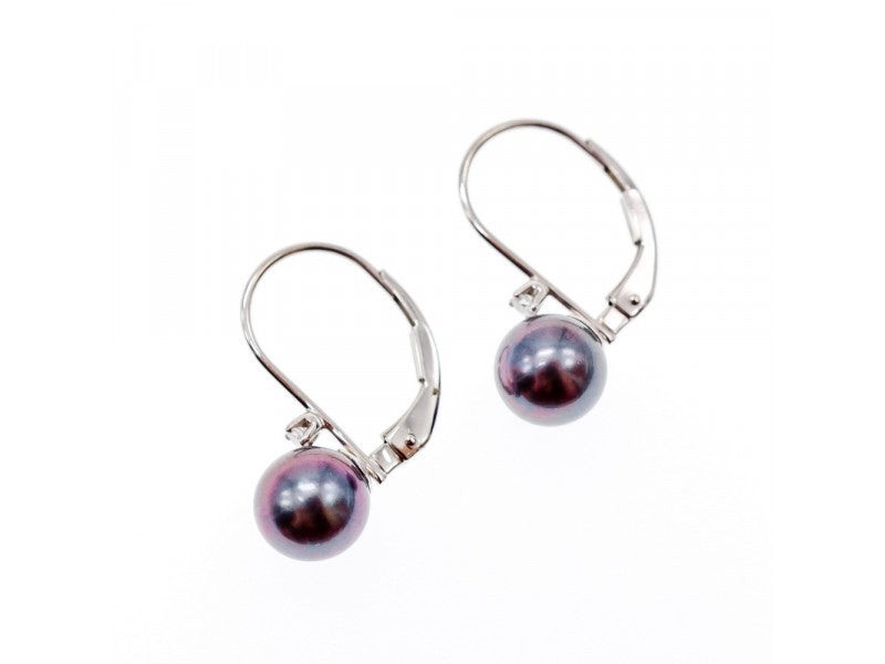 14K White Gold Pearls & Diamonds Earrings