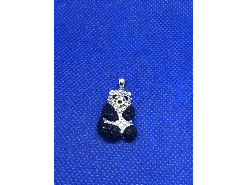 925 Sterling Silver Black & White CZ Panda Pendant
