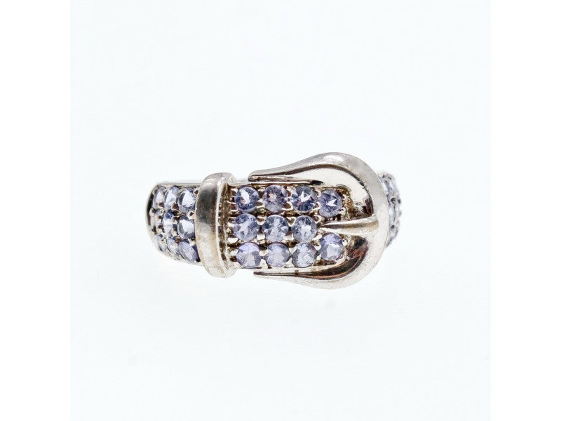 925 Sterling Silver CZ "Belt" Ring Size 6.5