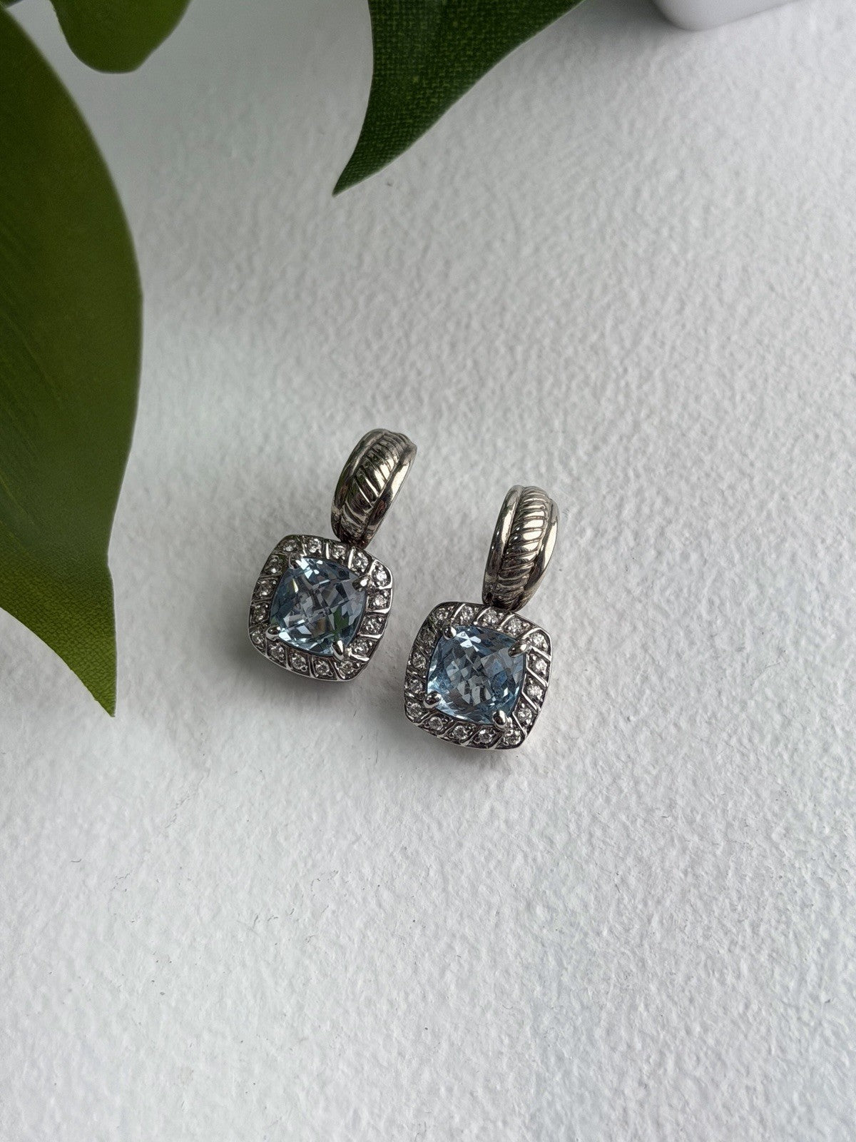 925 Sterling Silver Blue & White Topaz Earrings