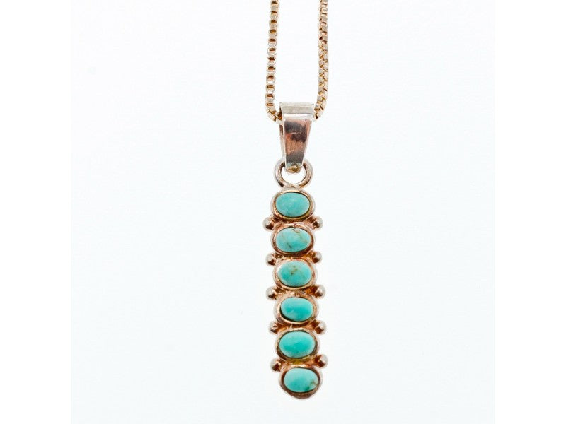 925 Sterling Silver Turquoise Chain With Pendant Italy