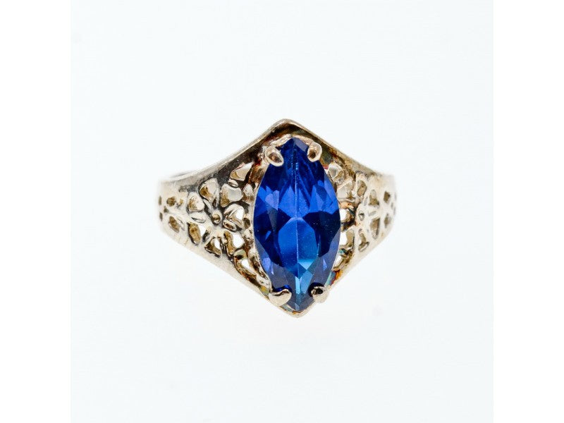 925 Sterling Silver Blue Tourmaline Ring Size 6.5