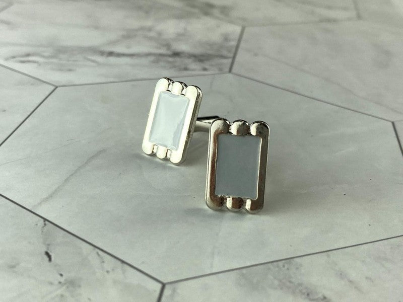 Men's Vintage 925 Sterling Silver Mother of Pearl Cufflinks