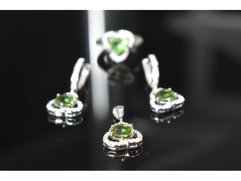 925 Sterling Silver Alpanite & CZ Jewelry SET Turkey