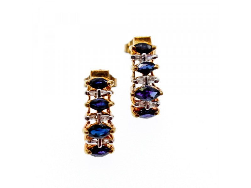 10K Yellow Gold Sapphires Earrings