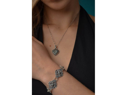 925 Sterling Silver Marcasites Heart Chain With Pendant