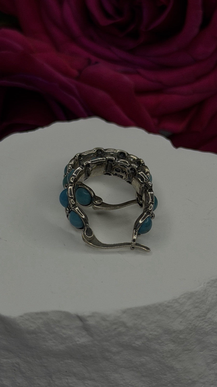 Vintage 925 Sterling Silver Blue Turquoise Earrings