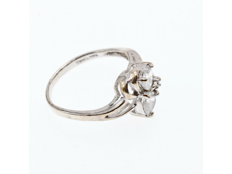 925 Sterling Silver White CZ "Hearts" Ring Size 9