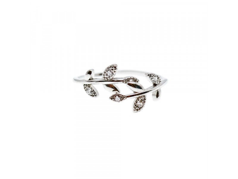 925 Sterling Silver CZ "Spring" Ring Size 7-8 ( Adjustable )