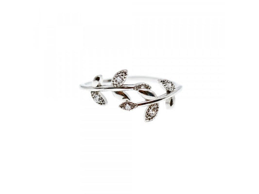 925 Sterling Silver CZ "Spring" Ring Size 7-8 ( Adjustable )