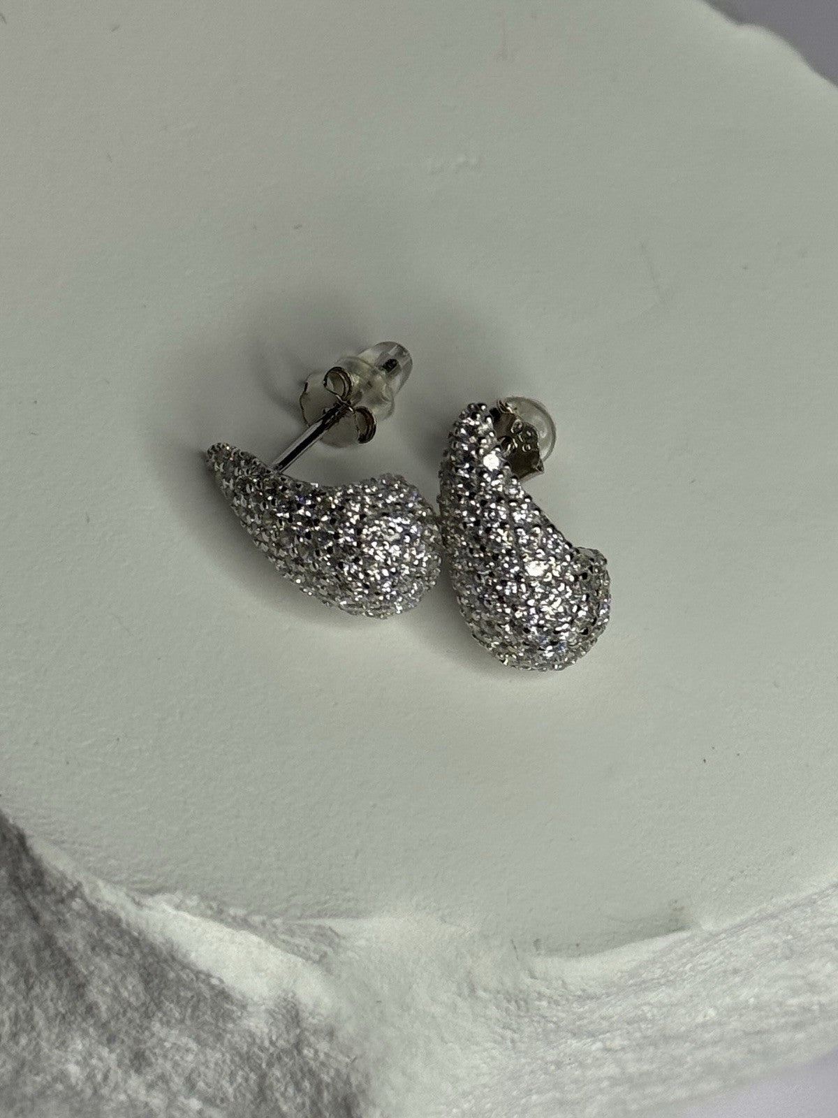 925 Sterling Silver Beautiful CZ Earrings Length 0.55