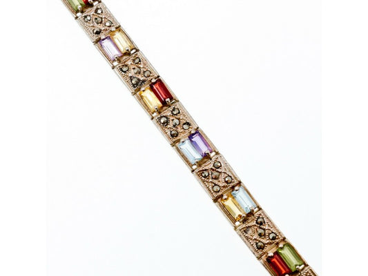 925 Sterling Silver Multi Gemstones Bracelet