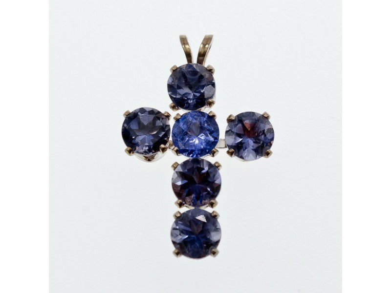 925 Sterling Silver Tanzanite Cross Pendant