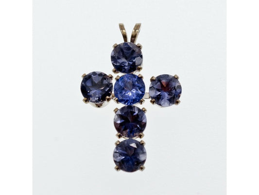 925 Sterling Silver Tanzanite Cross Pendant