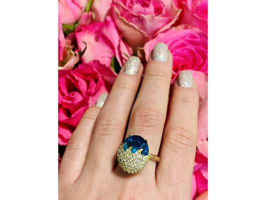 925 Sterling Silver Alpanite & CZ Ring Size 6.5