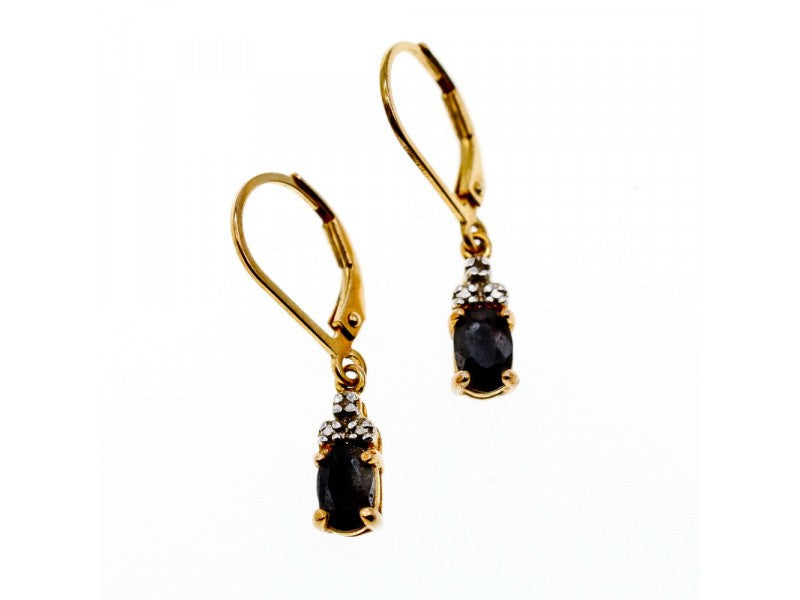 925 Sterling Silver Gold Plated Sapphires Earrings