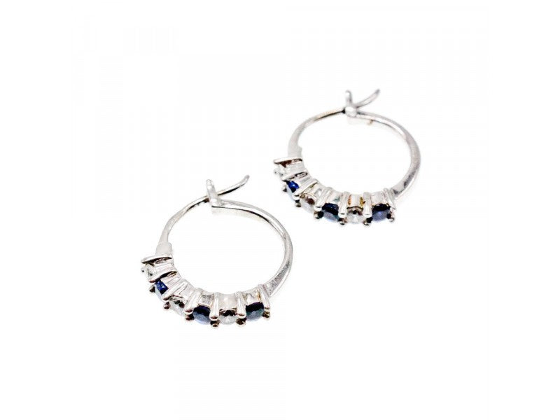 925 Sterling Silver Blue & White CZ Earrings