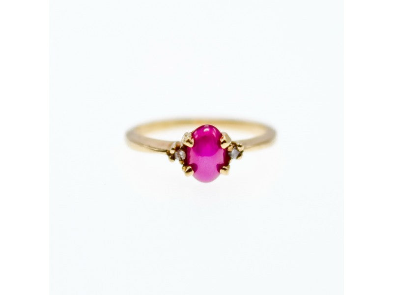 10K Yellow Gold Star Sapphire & Diamonds Ring Size 5.5
