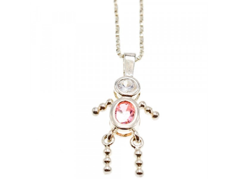 925 Sterling Silver CZ "Funny Man" Chain With Pendant