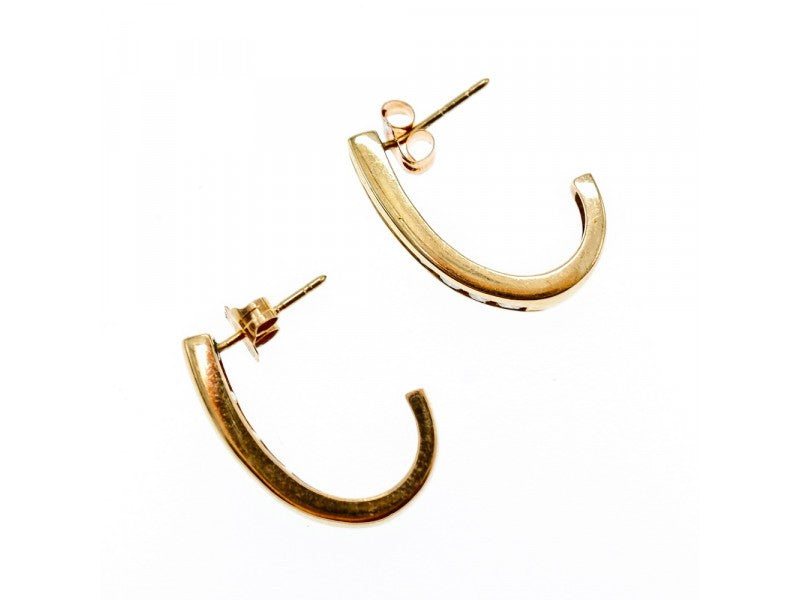 10K Yellow Gold White Sapphires Classic Stud Earrings
