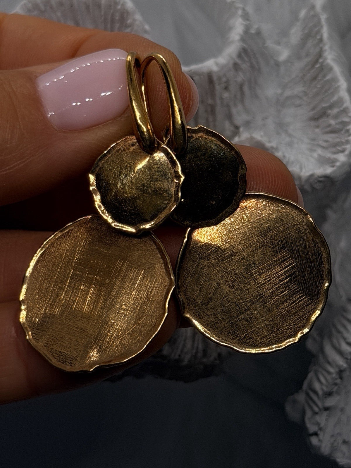 Elegant Classy Italy Gold Plated 925 Sterling Silver Drop Earrings