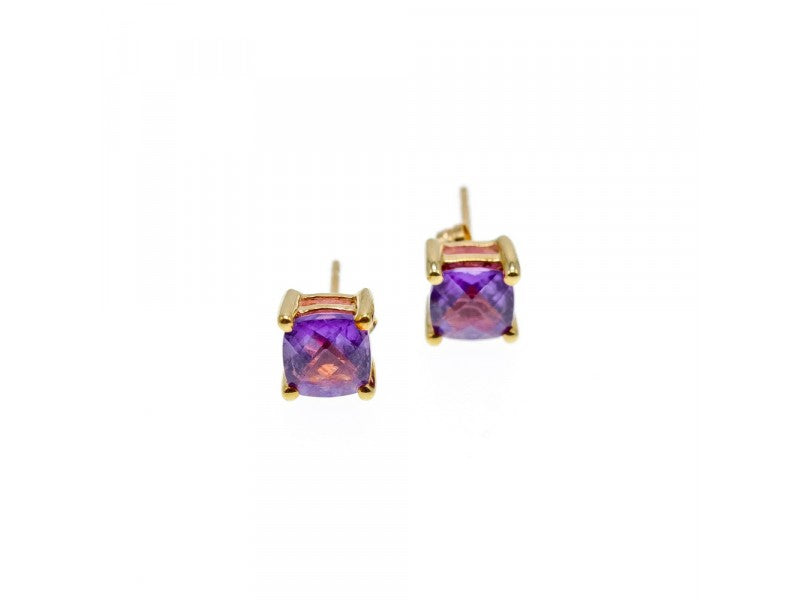 10K Yellow Gold Amethyst Earrings
