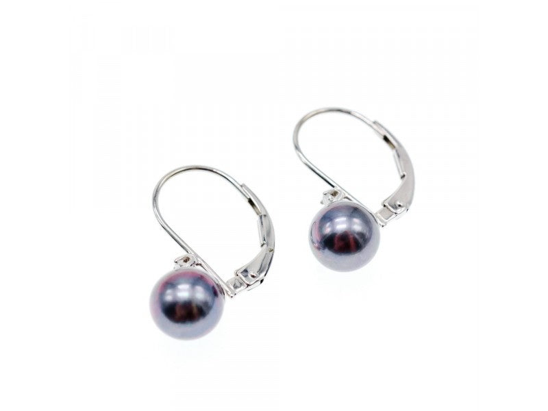 14K White Gold Pearls & Diamonds Earrings