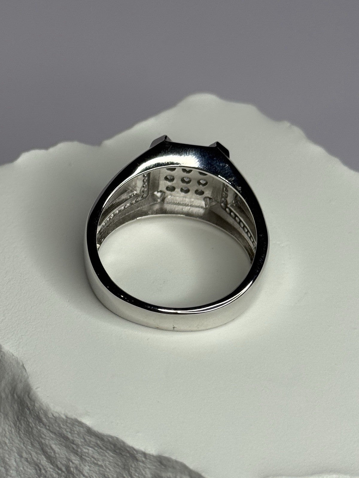 925 Sterling Silver CZ Men'S Ring Size 12