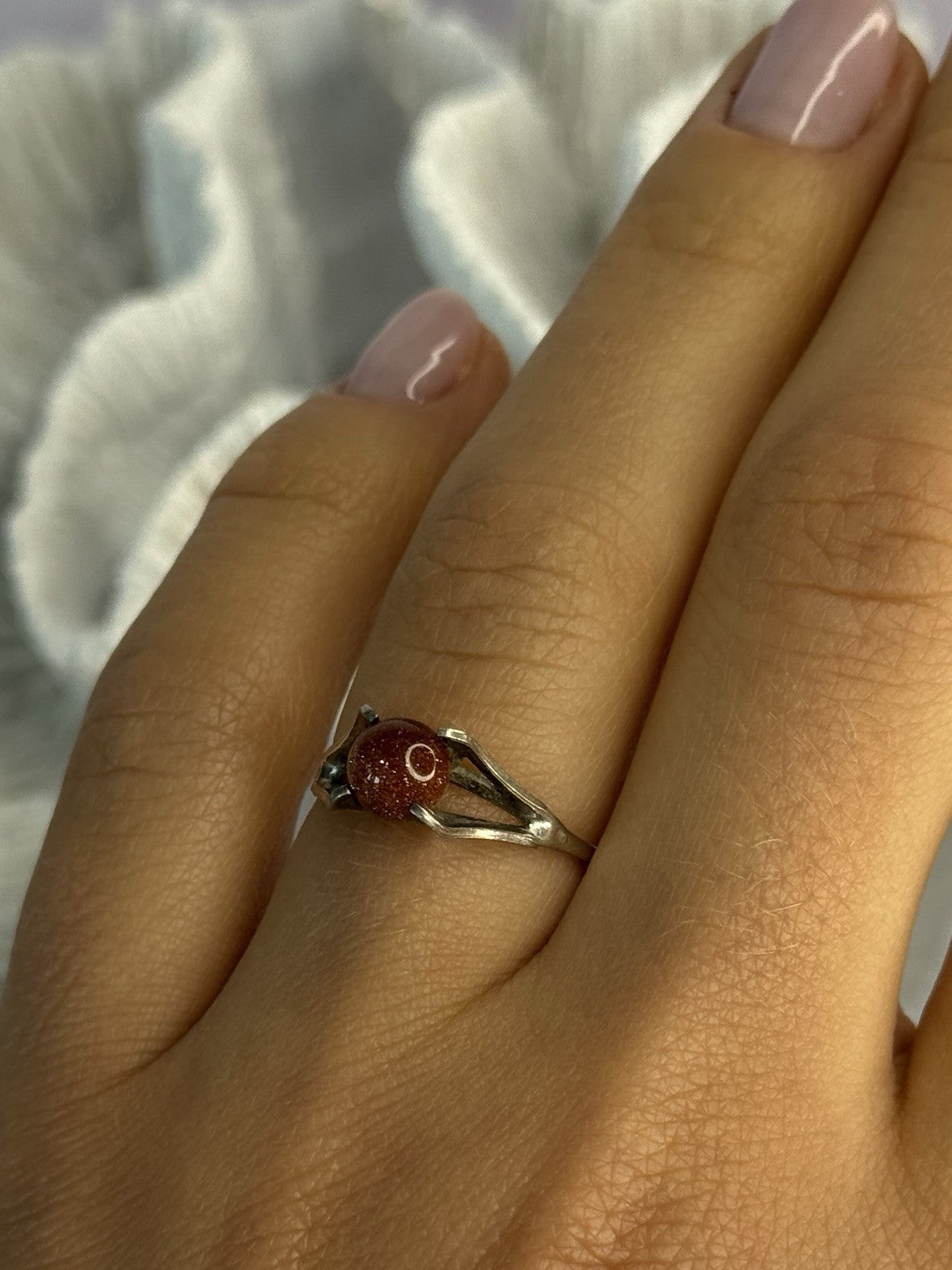 925 Sterling Silver Goldstone Ring Size 7
