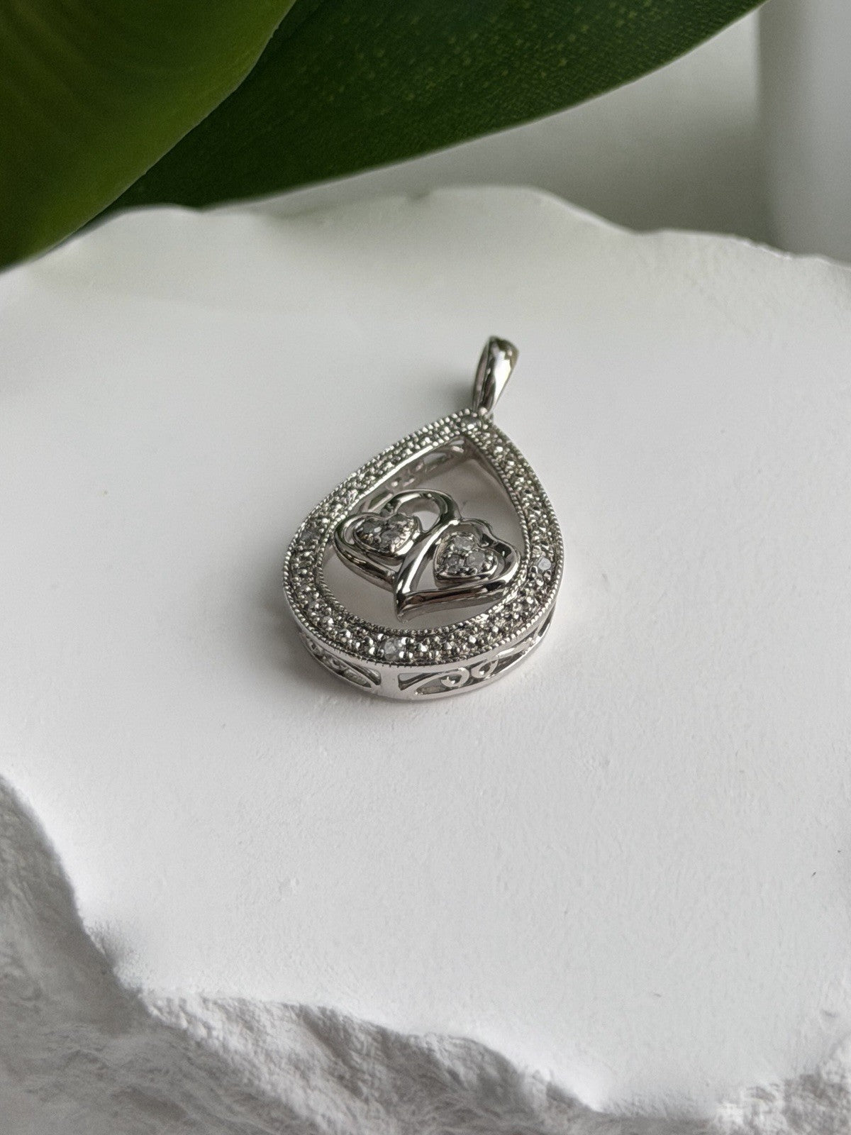 925 Sterling Silver Diamond 0.09 ctw Heart Pendant