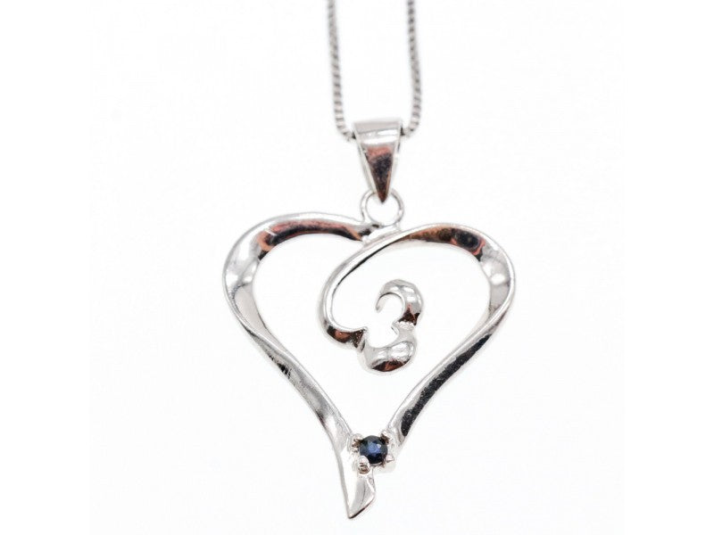 925 Sterling Silver Sapphire "Heart" Chain With Pendant