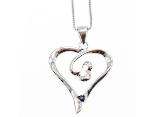 925 Sterling Silver Sapphire "Heart" Chain With Pendant
