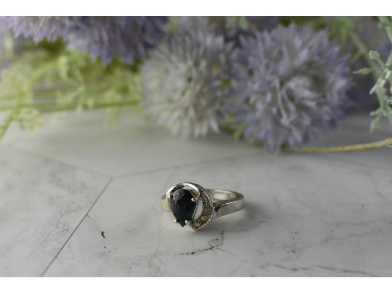 925 Sterling Silver Spinel & Quartz Ring Size 6.5