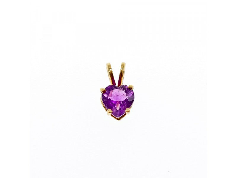 14K Yellow Gold Amethyst Heart Pendant