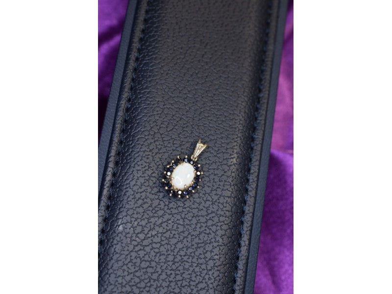 925 Sterling Silver Opal & Sapphires Pendant