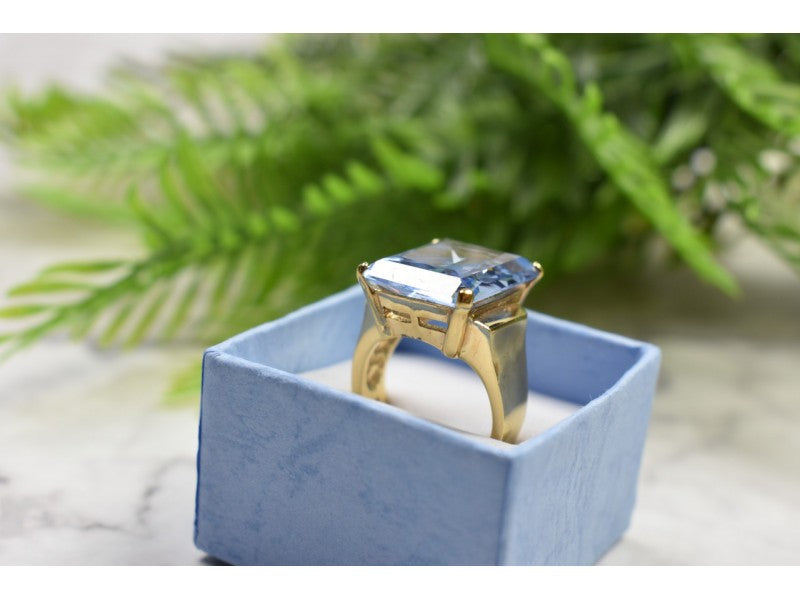 925 Sterling Silver Gold Plated Iolite Ring Size 6.5