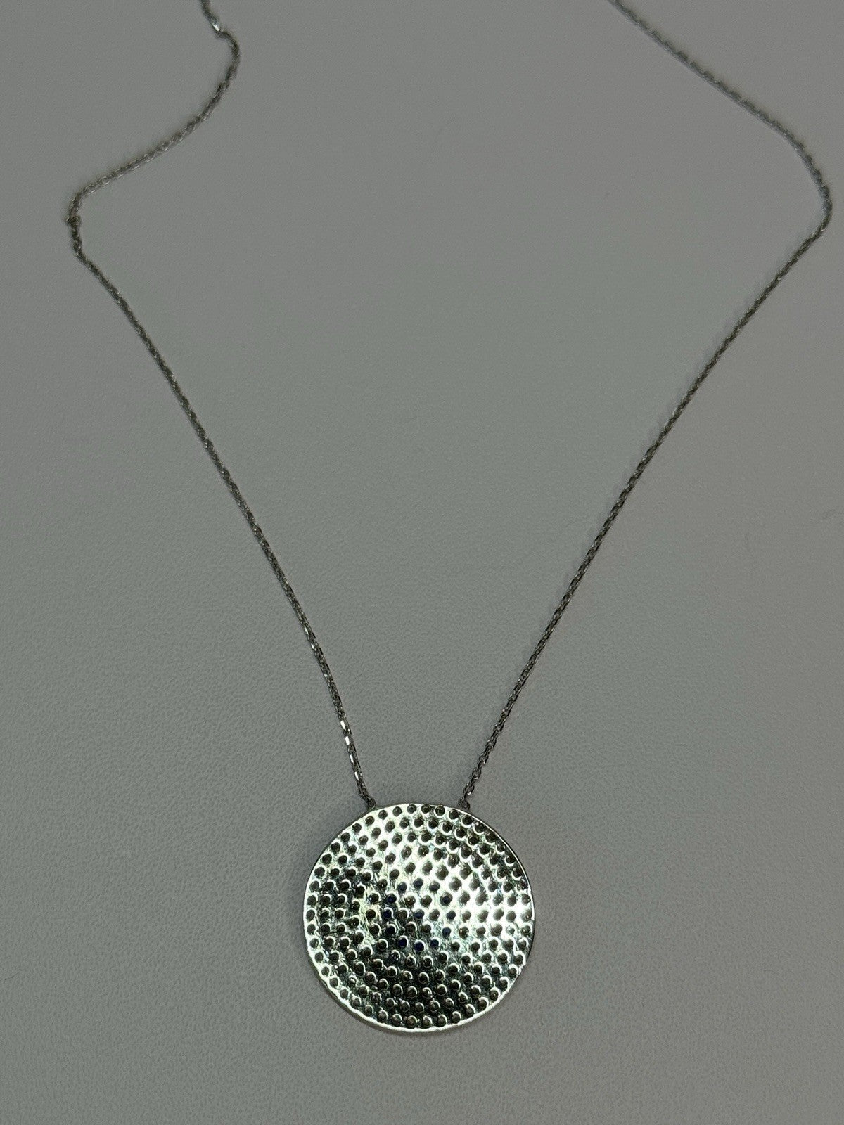 14K WHITE GOLD NECKLACE WHITE & BLUE CRYSTALS LENGTH 17 INCH