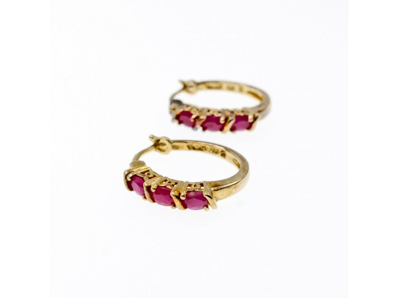925 Sterling Silver Gold Plated Pink Spinel Earrings