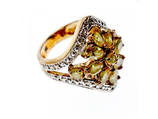 925 Sterling Silver Gold Plated Citrine Ring Size 5.5