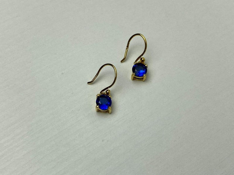 925 Sterling Silver Gold Plated Sapphire Spinel Earrings