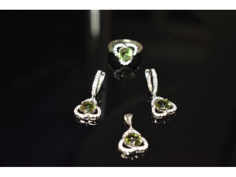 925 Sterling Silver Alpanite & CZ Jewelry SET Turkey