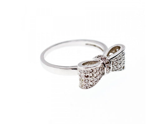 925 Sterling Silver CZ "Bow" Ring Size 8.5