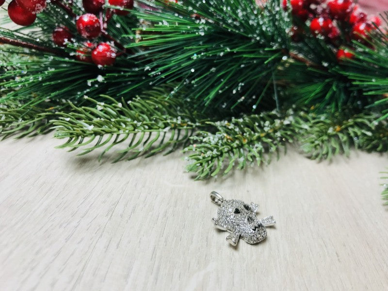 925 Sterling Silver CZ Skull Pendant